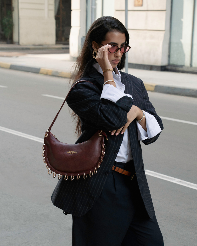 Sauvage Deux Chaînes Burgundy Bag