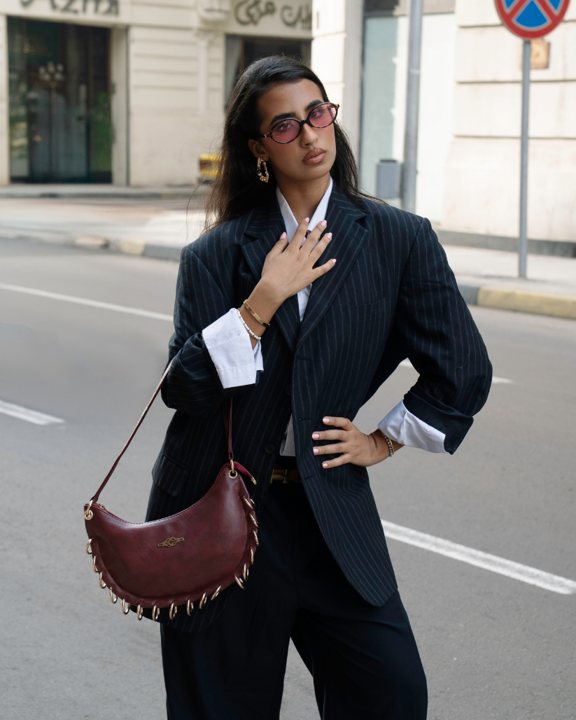 Sauvage Deux Chaînes Burgundy Bag