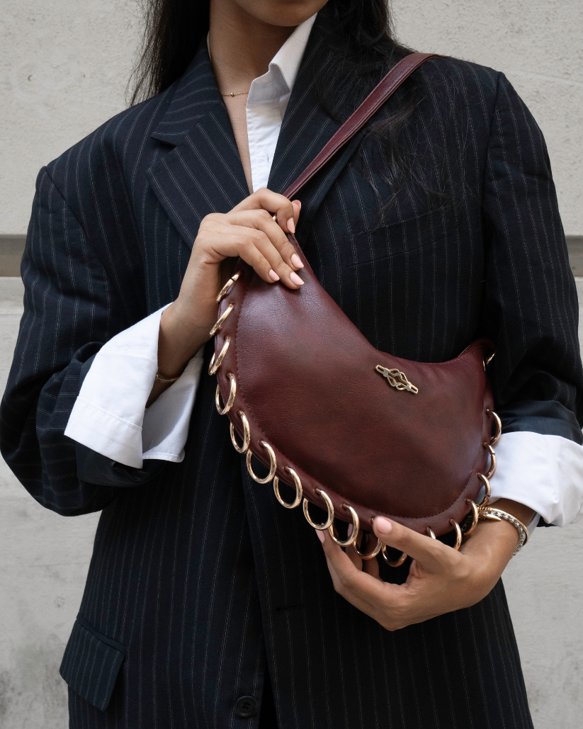 Sauvage Deux Chaînes Burgundy Bag